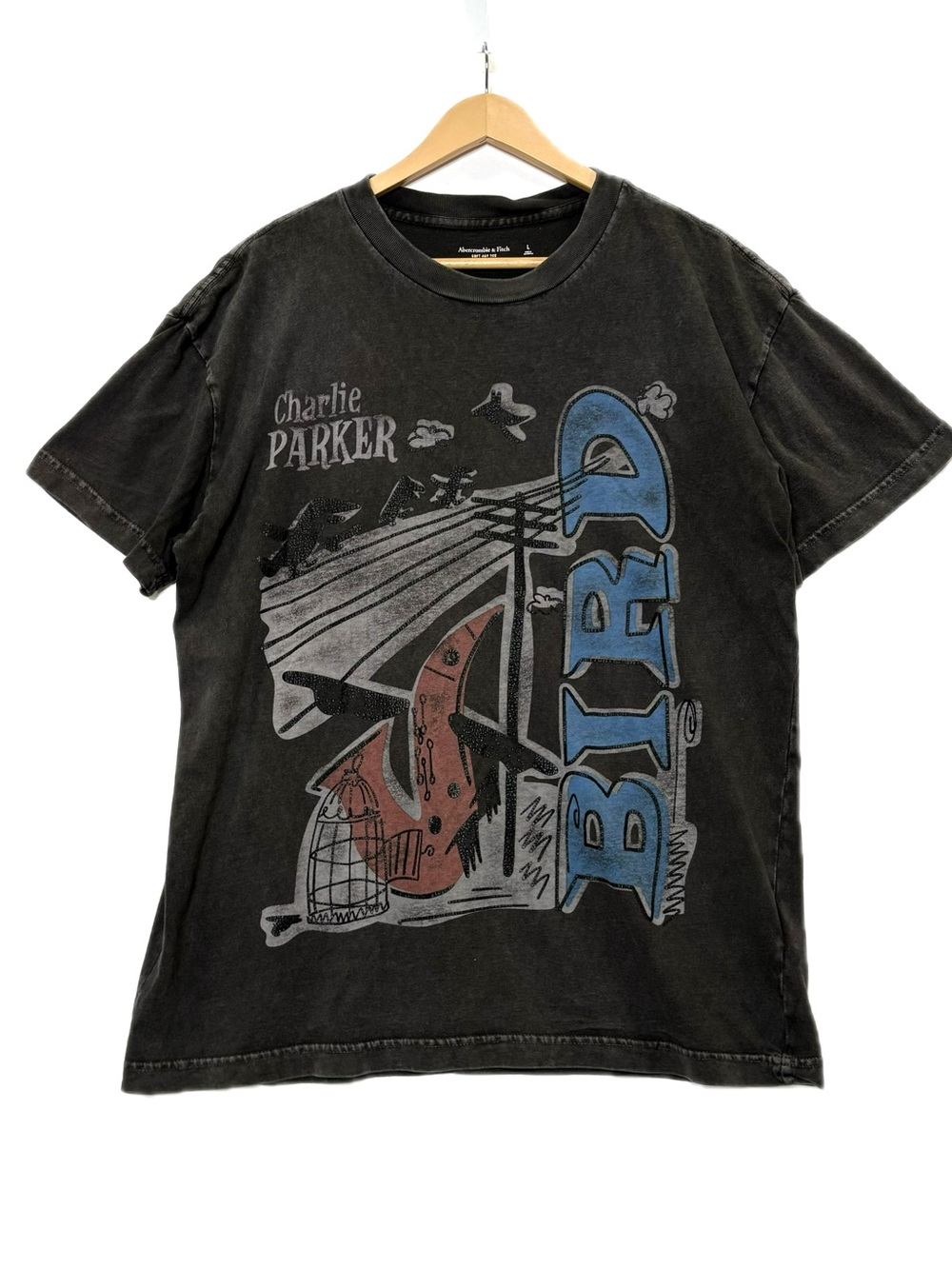 Abercrombie & Fitch Charlie Parker Bird Graphic Tee Mens Size Large Soft A&F